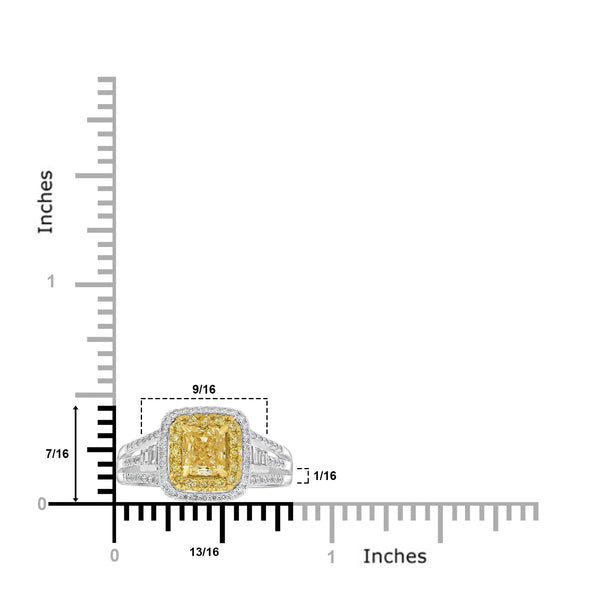 1.05ct Yellow Diamond Rings with 0.53tct Multi set in 18K Two Tone Gold