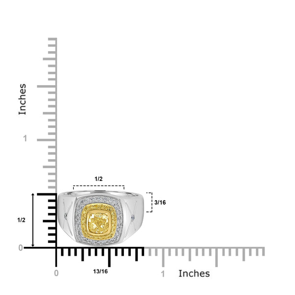 1ct Yellow Diamond Rings with 0.45tct Multi set in 18K Two Tone Gold