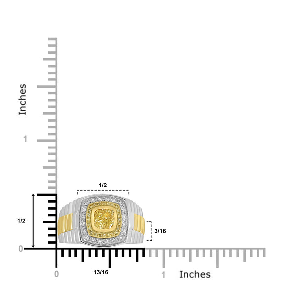 1ct Yellow Diamond Rings with 0.45tct Multi set in 18K Two Tone Gold