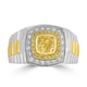 1ct Yellow Diamond Rings with 0.45tct Multi set in 18K Two Tone Gold