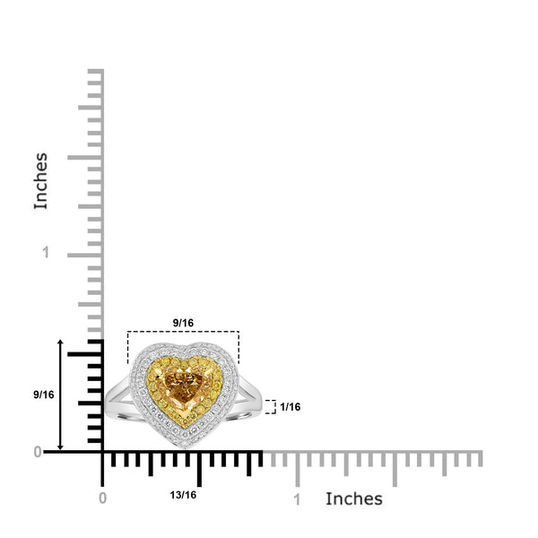 1.02ct Yellow Diamond Rings with 0.5tct Multi set in 18K Two Tone Gold