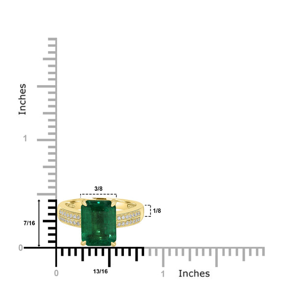 3.76ct Emerald Rings with 0.12tct Diamond set in 18K Yellow Gold