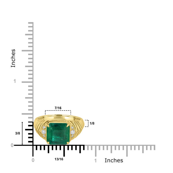 4.43ct Emerald Rings with 0.14tct Diamond set in 18K Yellow Gold