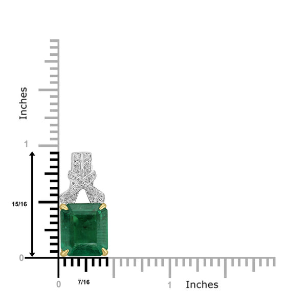 5.44ct Emerald Pendants with 0.12tct Diamond set in 18K Two Tone Gold