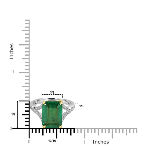 4.41ct Emerald Rings with 0.17tct Diamond set in 18K Two Tone Gold