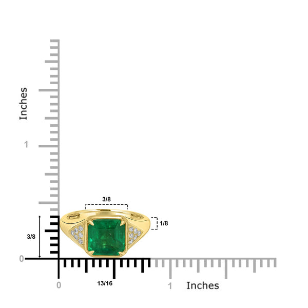 2.56ct Emerald Rings with 0.11tct Diamond set in 18K Yellow Gold