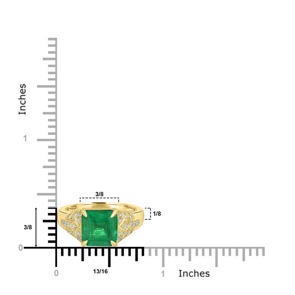 2.68ct Emerald Rings with 0.14tct Diamond set in 18K Yellow Gold