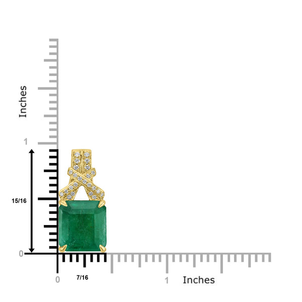 6.01ct Emerald Pendants with 0.12tct Diamond set in 18K Yellow Gold