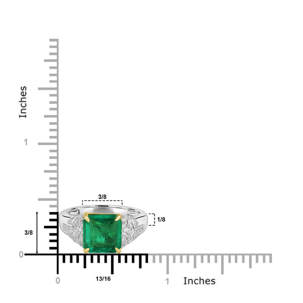 2.76ct Emerald Rings with 0.14tct Diamond set in 18K Two Tone Gold