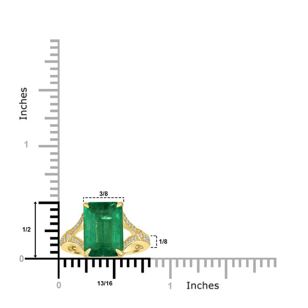 3.89ct Emerald Rings with 0.17tct Diamond set in 18K Yellow Gold