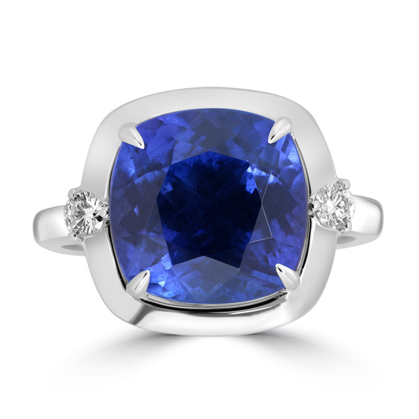 7.06ct Tanzanite Rings with 0.13tct Diamond set in 18K White Gold