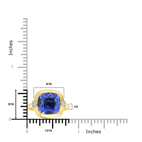 5.05ct Tanzanite Rings with 0.14tct Diamond set in 18K Yellow Gold