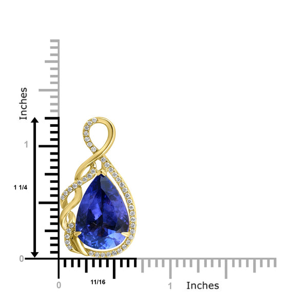 7.83ct Tanzanite Pendants with 0.22tct Diamond set in 18K Yellow Gold