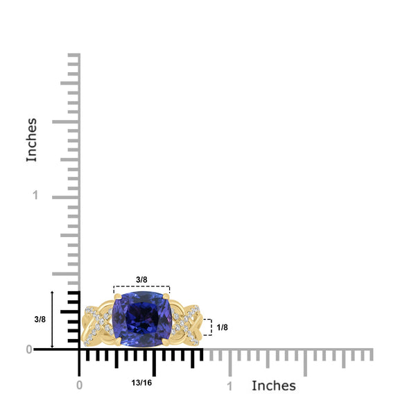 5.18ct Tanzanite Rings with 0.23tct Diamond set in 18K Yellow Gold