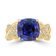 5.18ct Tanzanite Rings with 0.23tct Diamond set in 18K Yellow Gold