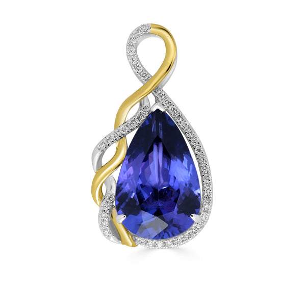 12.03ct Tanzanite Pendants with 0.32tct Diamond set in 18K Two Tone Gold