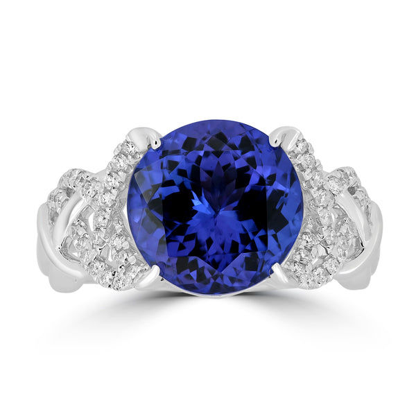 5.2ct Tanzanite Rings with 0.24tct Diamond set in 18K White Gold