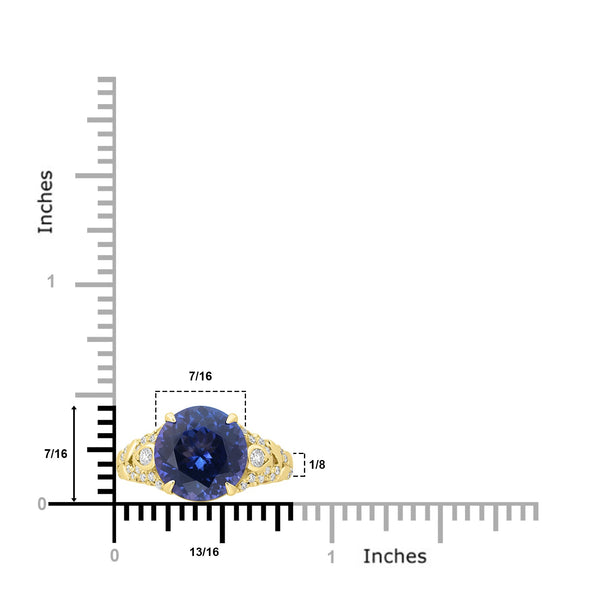 5.3ct Tanzanite Rings with 0.22tct Diamond set in 18K Yellow Gold