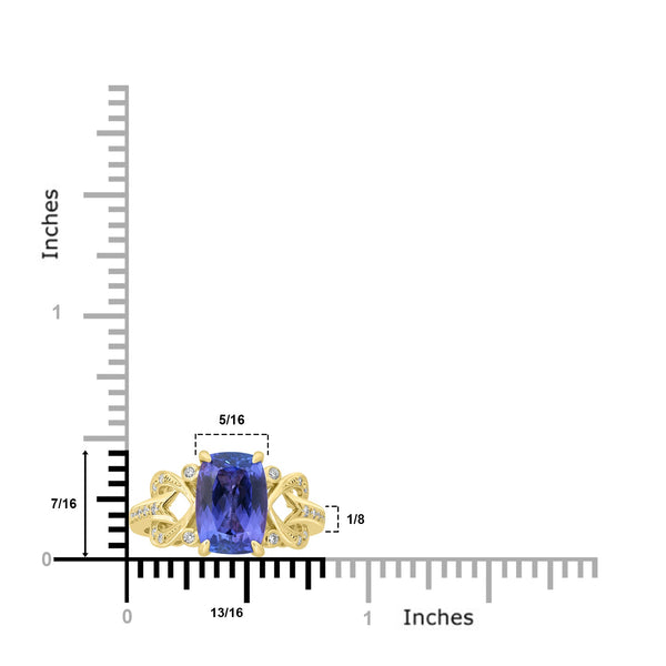 3.29ct Tanzanite Rings with 0.13tct Diamond set in 18K Yellow Gold