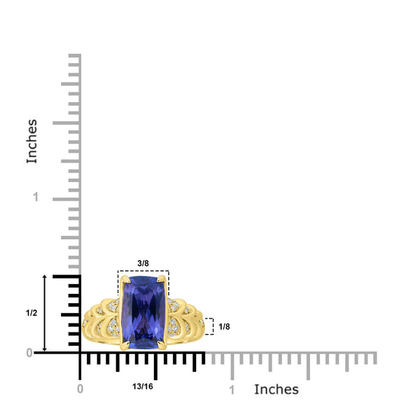 3.92ct Tanzanite Rings with 0.25tct Diamond set in 18K Yellow Gold