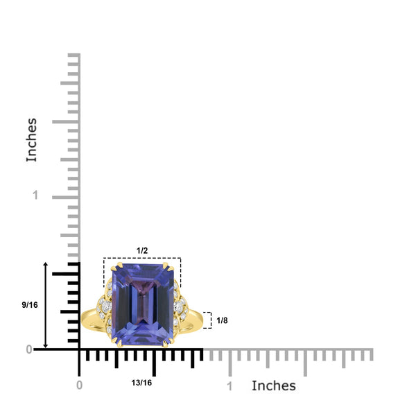 7.85ct Tanzanite Rings with 0.19tct Diamond set in 18K Yellow Gold