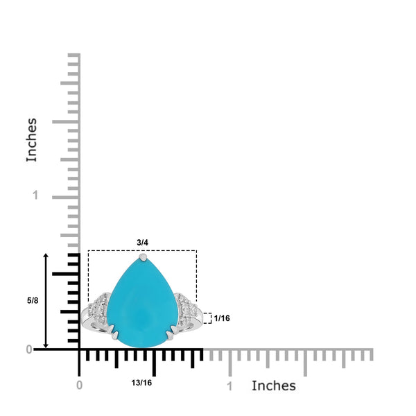 5.59ct Turquoise Rings with 0.14tct Diamond set in 18K White Gold