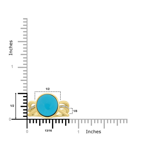 4.38ct Turquoise Rings with 0.08tct Diamond set in 18K Yellow Gold