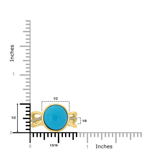 4.14ct Turquoise Rings with 0.07tct Diamond set in 18K Yellow Gold