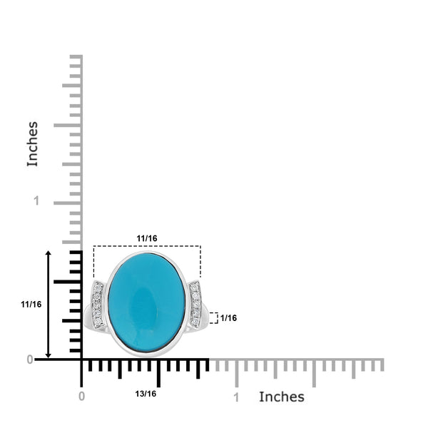 6.78ct Turquoise Rings with 0.07tct Diamond set in 18K White Gold