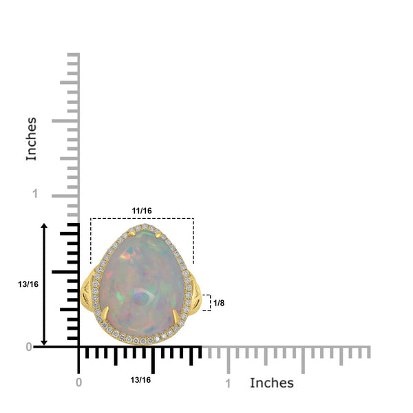 13.88ct Opal Rings with 0.3tct Diamond set in 18K Yellow Gold