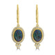 2.46ct Black Opal Earrings with 0.43tct Diamond set in 18K Yellow Gold