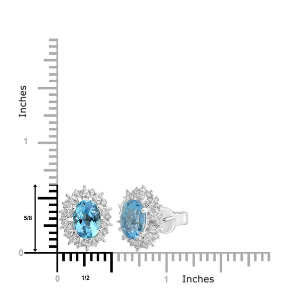 1.58ct Aquamarine Earrings with 0.25tct Diamond set in 18K White Gold