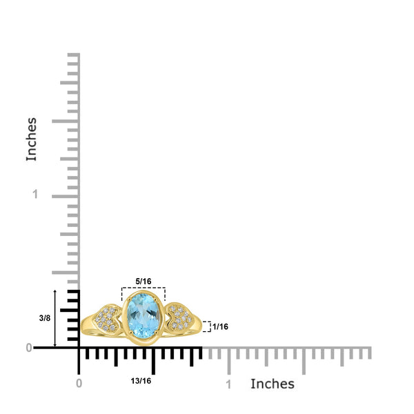 0.74ct Aquamarine Rings with 0.063tct Diamond set in 18K Yellow Gold