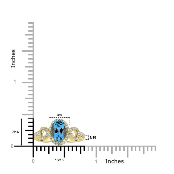 1.39ct Aquamarine Rings with 0.34tct Diamond set in 18K Yellow Gold