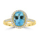 1.91ct Aquamarine Rings with 0.23tct Diamond set in 18K Yellow Gold