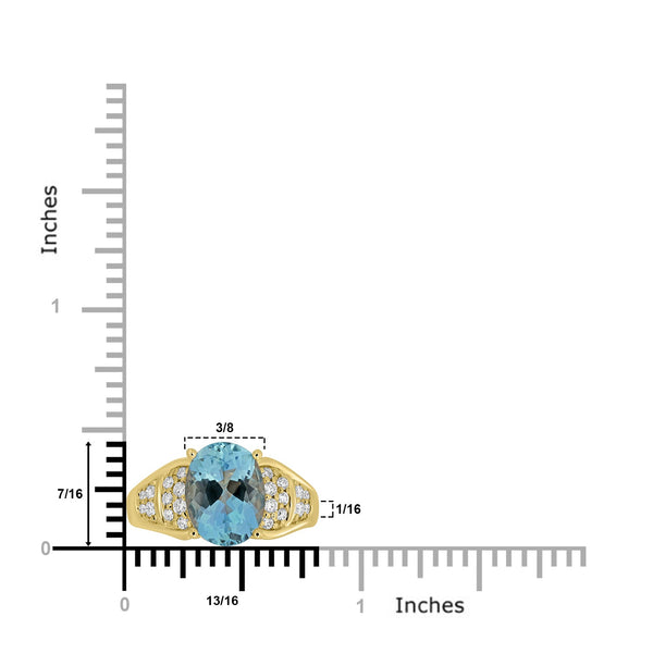 2.35ct Aquamarine Rings with 0.23tct Diamond set in 18K Yellow Gold