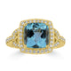 3.38ct Aquamarine Rings with 0.44tct Diamond set in 18K Yellow Gold