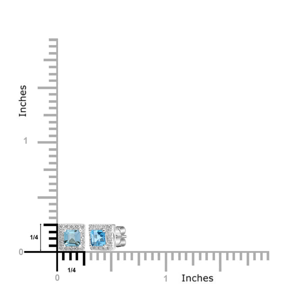 0.75ct Aquamarine Earrings with 0.14tct Diamond set in 18K White Gold