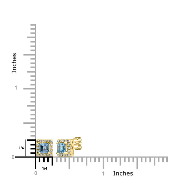 0.72ct Aquamarine Earrings with 0.14tct Diamond set in 18K Yellow Gold