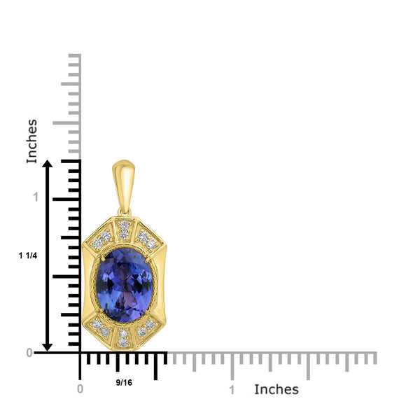 4.8ct Tanzanite Pendants with 0.24tct Diamond set in 18K Yellow Gold