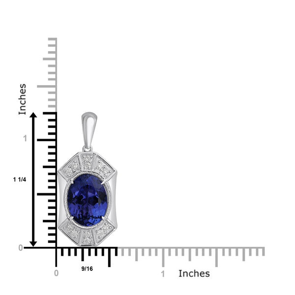 4.78ct Tanzanite Pendants with 0.24tct Diamond set in 18K White Gold