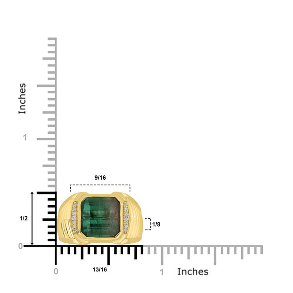 7.44ct Tourmaline Rings with 0.07tct Diamond set in 18K Yellow Gold