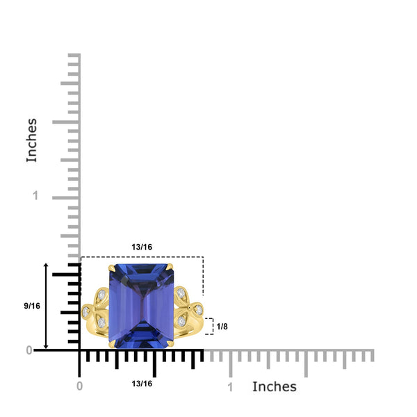 8.14ct Tanzanite Rings with 0.12tct Diamond set in 18K Yellow Gold