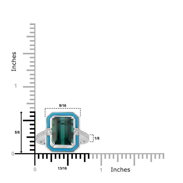4.33ct Tourmaline Rings with 0.17tct Diamond set in 18K White Gold