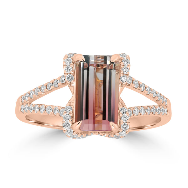 1.76ct Tourmaline Rings with 0.27tct Diamond set in 18K Rose Gold