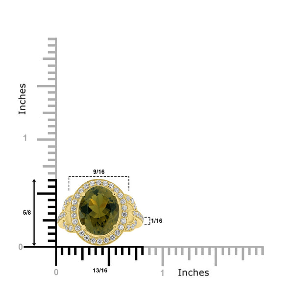 5.71ct Tourmaline Rings with 0.57tct Diamond set in 18K Yellow Gold