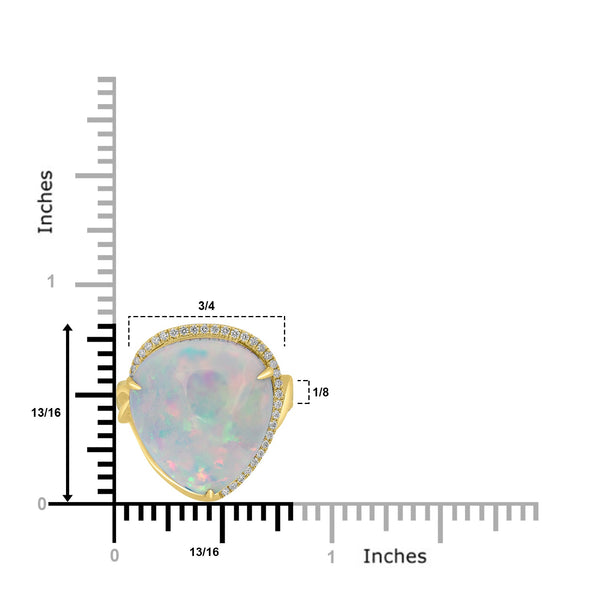 15.27ct Opal Rings with 0.2tct Diamond set in 18K Yellow Gold