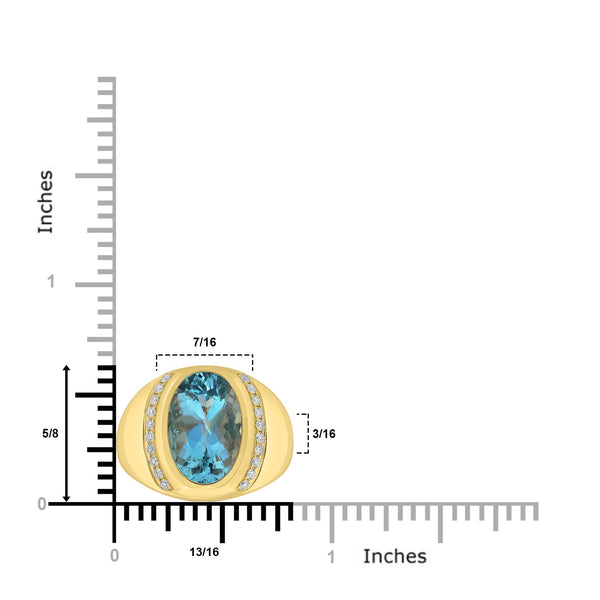 5.92ct Aquamarine Rings with 0.3tct Diamond set in 18K Yellow Gold