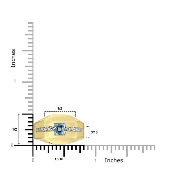 0.56ct Aquamarine Rings with 0.34tct Diamond set in 18K Yellow Gold