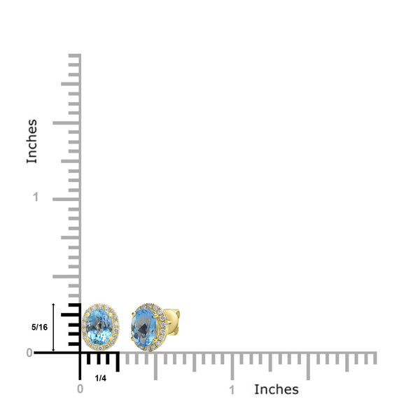 1.63ct Aquamarine Earrings with 0.2tct Diamond set in 18K Yellow Gold